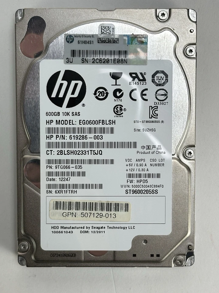 HP HPE 600GB 10K RPM 6G SAS 2.5 in SFF Hard Disk Drive HDD 619286-003 - Image 2 of 4