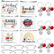 18 PCS Teacher Appreciation Gifts in Bulk,6 Styles Makeup Bags for Women,Teac...