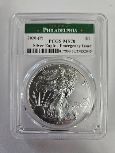 EXTREMELY RARE PCGS MS70 2020 P SILVER EAGLE PHILADELPHIA EMERGENCY ISSUE