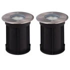 Set of 2 Outdoor Recessed GU10 Ground Light Stainless Steel Walk Over Lights