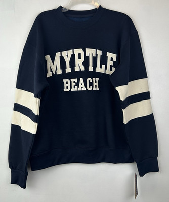 Myrtle Beach Sweatshirt Men Large Navy Blue Crew Embroidered Varsity New Gift