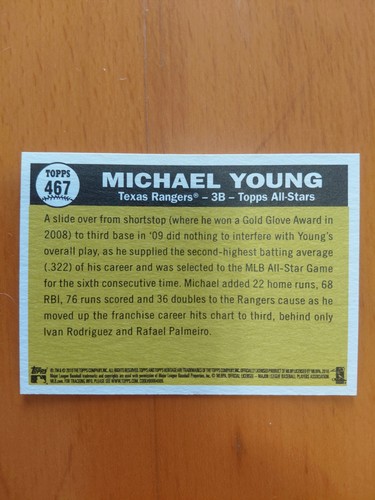 2010 Topps Heritage Topps News All-Star Selection Michael Young #467 Rangers - Picture 2 of 2
