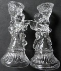Vintage Selenium Clear Depression Glass Cherub Candlestick 6-3/4" — photo 9