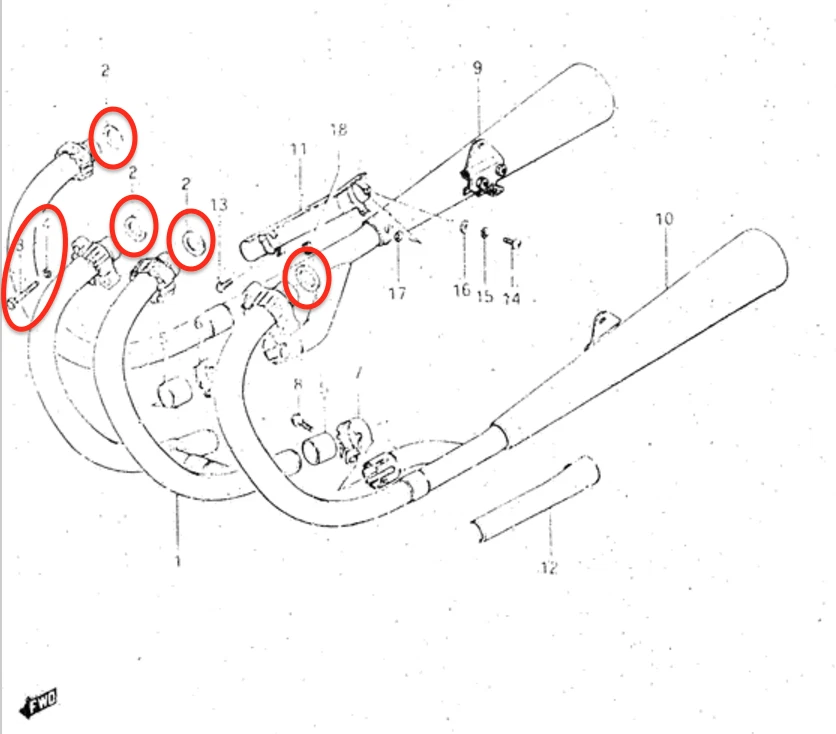 Juego de reparación de juntas de colector de escape Suzuki GS550E | GS550L | GS550T | GS550M Foto 2 de 2