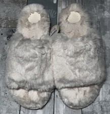 Anthropologie Ivory Faux-Fur Fleece Slippers Women's Size Medium 8-9 Brand NEW