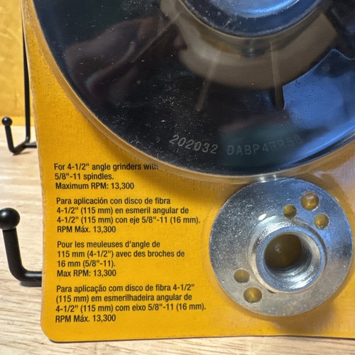 Dewalt Fiber Disc Backing Pad 4 1/2” For Angle Grinders W/ Nut DABP4RR58 GENUINE - Picture 6 of 9