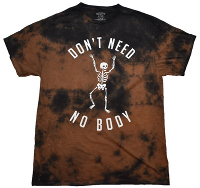Mighty Fine Don't Need No Body Funny Black Bleach Wash Adult Shirt NWT Large