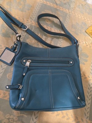 Tignanello Genuine Pebbled Leather Crossbody Shoulder Bag  w/ Built-in Wallet