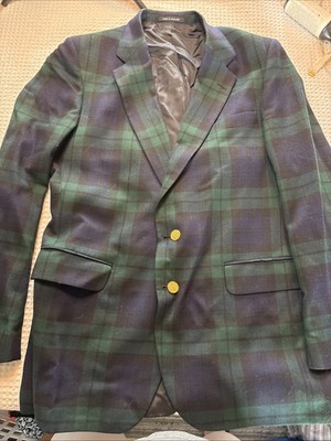 Scotch House Blazer Jacket Mens 46L Wool Tartan Plaid Old Money Classic Academia