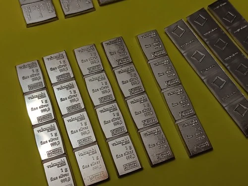 52 x 1 Gram Loose Silver  .999 PURE Valcambi Bar Swiss Bullion Lot Toned