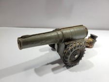 Vintage Small Cast Iron Artillery Cannon Toy Green Military Field Gun Model