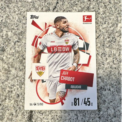 Topps Bundesliga Jeff Chabot VfB Stuttgart Karte 164 Fußball