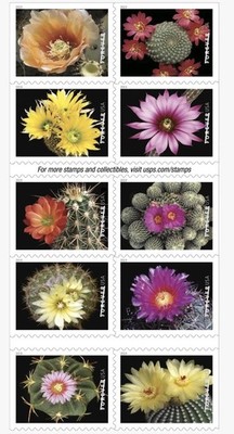 1 Book=20 First Class Forever USPS Cactus Flower Stamps -Ships from Jax, FL