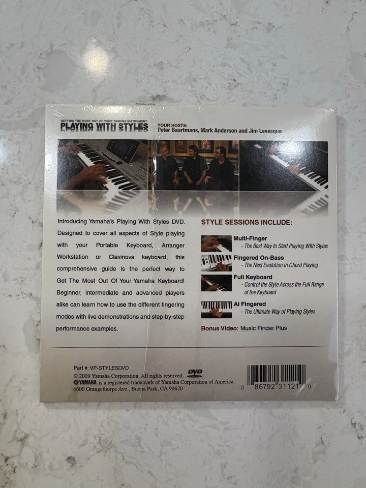 New Sealed Yamaha Playing with Styles DVD 2009 for Yamaha Keyboard - Piano - Image 2 of 4