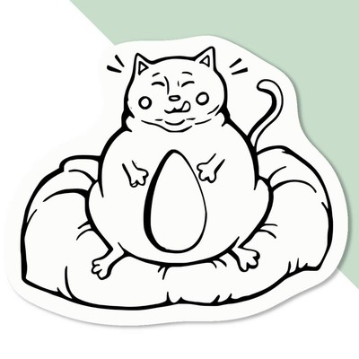Aufkleber Sticker ''Fette Katze auf Kissen'' (DW047327)