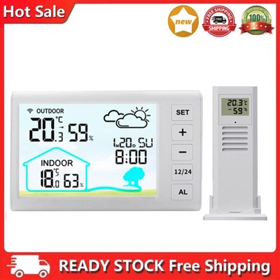 Wireless Weather Station Digital Thermometer Hygrometer Alarm Clock for Desktop