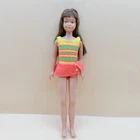 Vintage 1963 Skipper Barbie Doll Bend Leg Mattel Dark Brunette Redressed