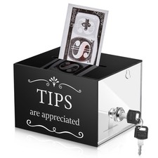 Vesici Tip Jars for Money 6 x 4 x 5 Inch Acrylic Collection Box Black