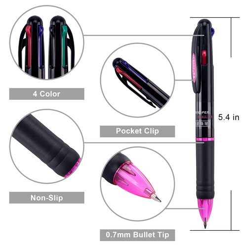 8 Pack Multicolor Ballpoint Pens 4-in-1 0.7mm Colored Retractable Ballpoint G... - Picture 2 of 6