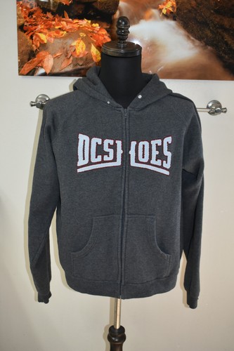 HERREN Vintage 90er Y2K DC Schuhe gesticktes Logo Hoodie grau Größe XL / MEDIUM - Bild 5 von 14