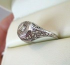 Art Deco 18K White Gold Diamond Filigree Engagement Ring Size 6.25 R20 — photo 2