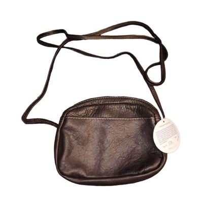 NEW David King Boston Crossover Leather Brown Small Bag Purse 7x5