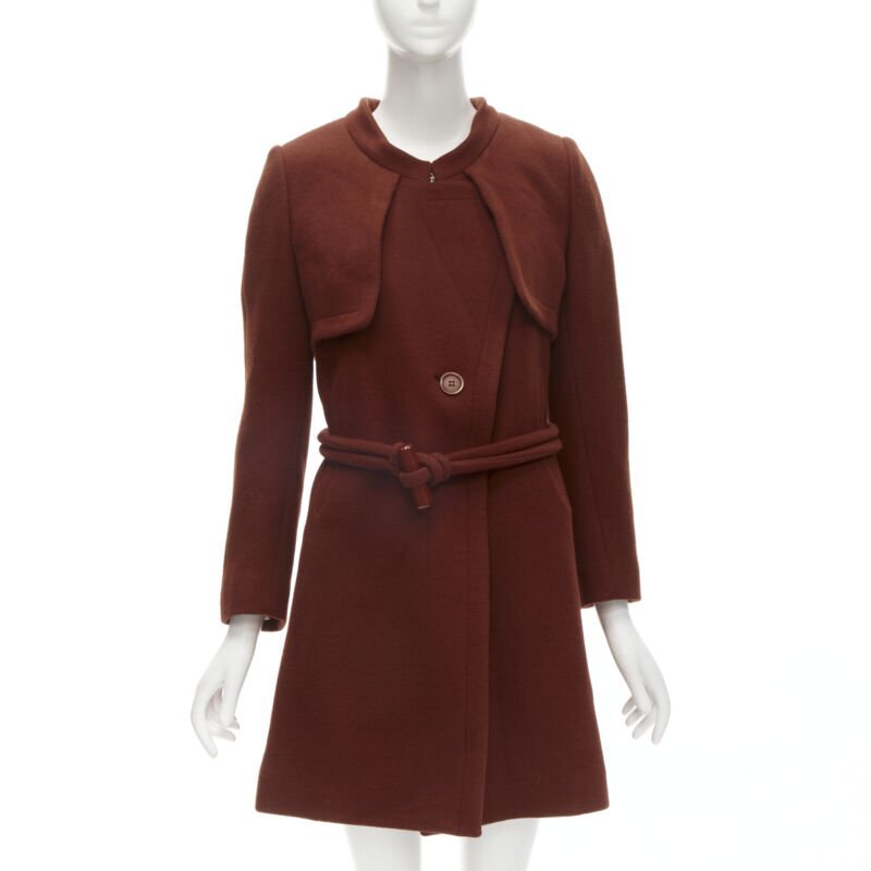 コート Chloe' Virgin Wool Blend Coat Chloe Double-breasted Wool-blend Coat Brown Chloe