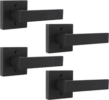 4PK Probrico Door Single Dummy Lever Handle in Matte Black Closet Balcony Pantry