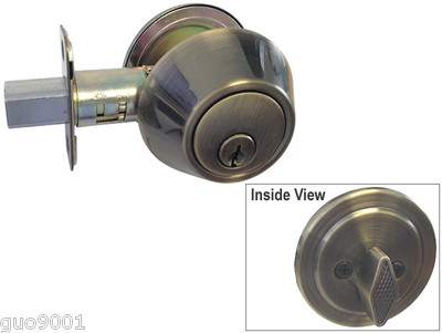 Antique Brass Deadbolt Single Cylinder Door Keyed Locks knob Kwikset Keyway