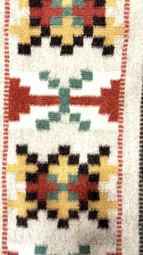 Navajo Geometric Kilim All Wool Rug 2' x 5' Southwestern 3" Beige Fringe VGC - Picture 9 of 14