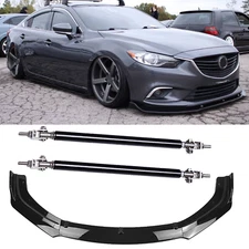 Front Bumper Cover Lip Spoiler Splitter Kit Trim Gloss Black For Mazda6 2014