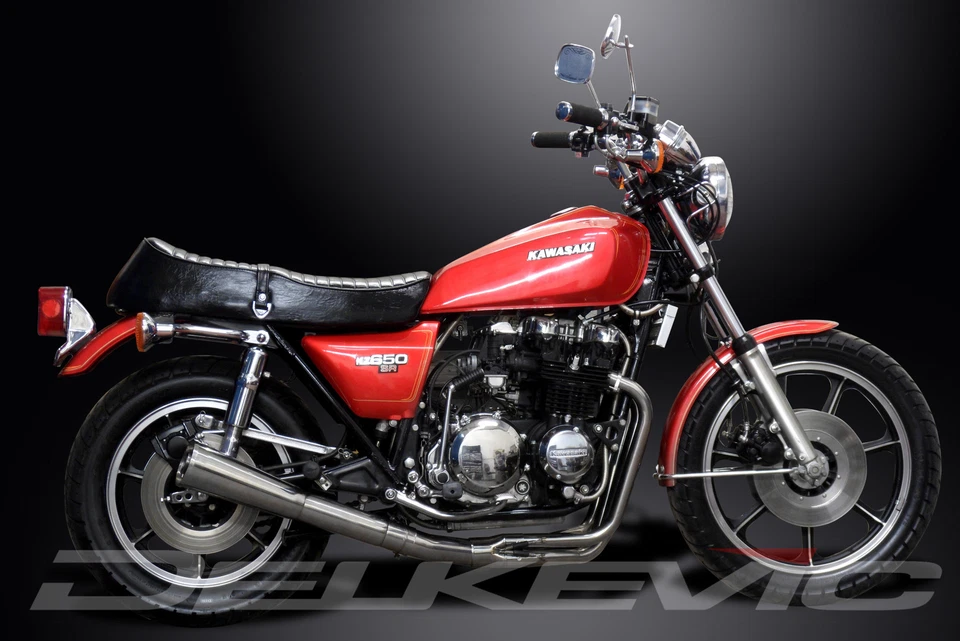 Silenciador megáfono clásico de acero inoxidable 4-1 escape completo Kawasaki KZ650D SR650 78-81 Foto 4 de 4