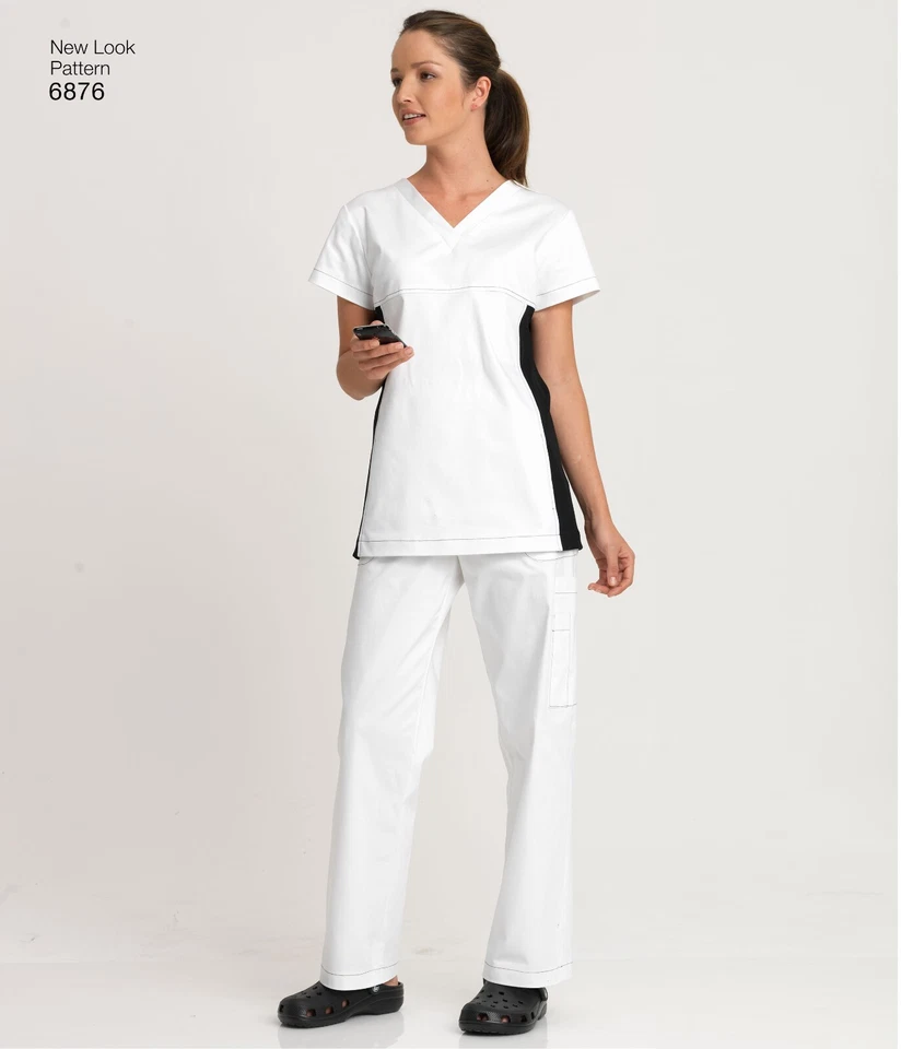 NEW LOOK SEWING PATTERN 6876 UNISEX MISSES MENS XS-XL SCRUBS MEDICAL TOPS, PANTS - image 4 of 4