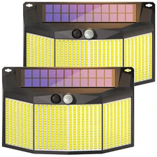 2* 576 LED Solar Power Wall Light PIR Motion Sensor Outdoor Garden Security Lamp