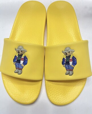 New Polo Ralph Lauren Big Polo Bear Yellow Pool Slides  display picture 1