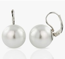 Orecchini Donna Perla 14 mm,  Chiusura a Monachella in Argento 925 Rodiato.