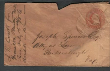 1856 3 cent Washington postal cover Mosielta Mill Ohio to Parkersburgh VA WV