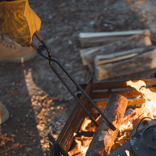 Campfire Tongs Carbon Steel 55cm Firewood Tongs for Cooking Outdoor Camping
