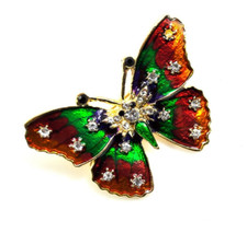 Small Butterfly Brooch multicolor enamel rhinestone brooches pin jewelry gift