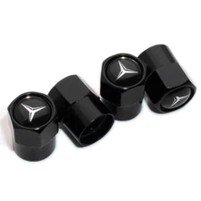 4pcs Hex Fit Mercedes-Benz Car Wheels Tire Air Valve Caps Stem Dust Cover Black
