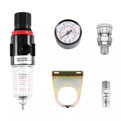 1/4 Inch Air Compressor Filter Regulator - Water Trap & Particulate Filter