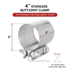 4inch Butt Joint Band Clamps,Exhaust Muffler Clamp Exhaust Pipe Clamps Sleeve