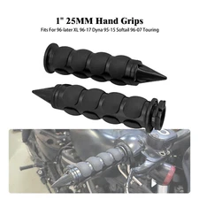 Black 1" Non-Slip Rubber Spike Hand Grips Fits For Harley Softail Dyna Sportster