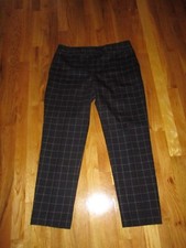 Ladies Talbots Signature Black Large Check Wool Blend Dress Pants Size 10