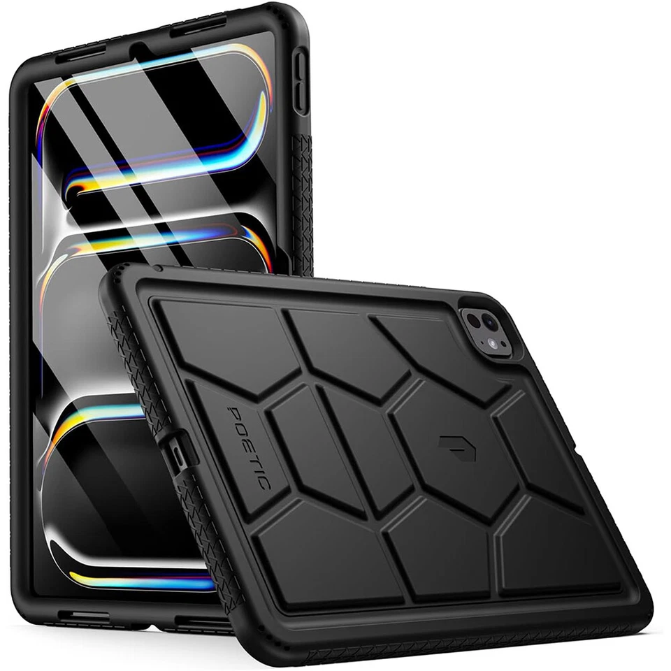 For Apple iPad Pro 11 2024 Case Poetic Kids Friendly Drop Silicone Cover Black - Image 2 of 4