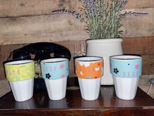 Set 4 ELLE Pencil Pots Jars Desk Tidy Plants Ornaments Shabby Chic Pretty Ellie