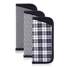 3 Pack Glasses Pouch Slim - Soft Eyeglasses Bag L Black White Series