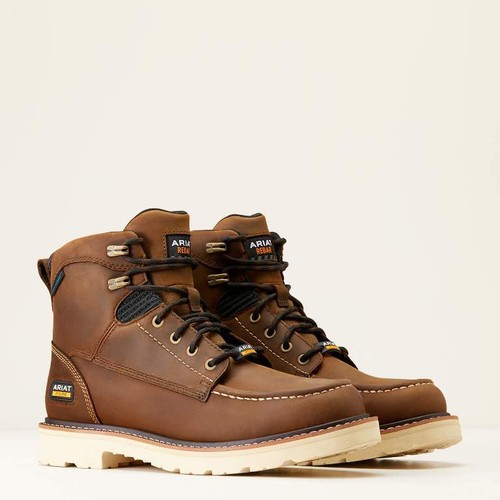 Ariat Mens Rebar Lift Lace Up Work Boots Soft Toe, Distressed Brown #10046877 - Picture 4 of 7