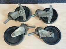Vintage Lot Of 4 Bassick D13 Swivel Bearing Castor Wheels Locks