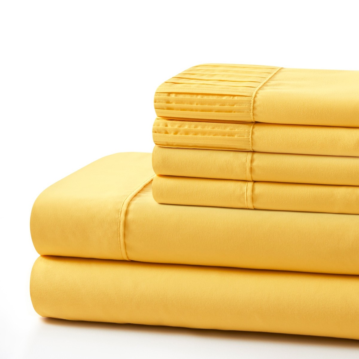 Marina Decoration Bamboo Rayon Sheet Set – Silky Soft, Deep Pocket, Solid Yellow, Multiple Sizes